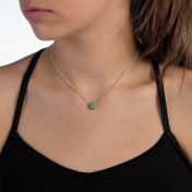 BE LOVE - Sterling Silver Ball Chain Necklace with Green Pendant