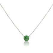 BE LOVE - Sterling Silver Ball Chain Necklace with Green Pendant