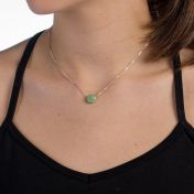 Be Love - Sterling Silver Box Chain Necklace with green Pendant