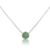 Be Love - Sterling Silver Box Chain Necklace with green Pendant
