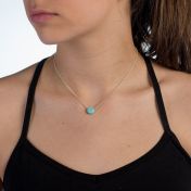 BE PURE - Sterling Silver Ball Chain Necklace with Light Blue Pendant
