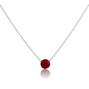 BE STRONG - Sterling Silver Ball Chain Necklace with Red Pendant