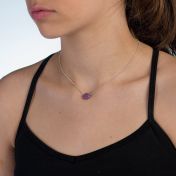 JUST BE - Sterling Silver Ball Chain Necklace with Purple Pendant