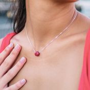 Be Strong - Sterling Silver Box Chain Necklace with Red Pendant