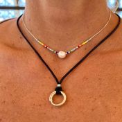 Magic Pearl and Colorful beads silver Necklace