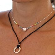 Magic Pearl and Colorful beads silver Necklace