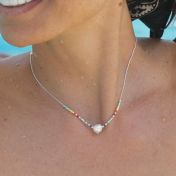 Magic Pearl and Colorful beads silver Necklace