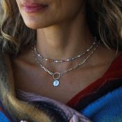 Just Be - Yoga Pose & Mantra Sterling Silver Bold Link Necklace