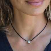 Be Strong Black Cord with Sterling Silver Pendant