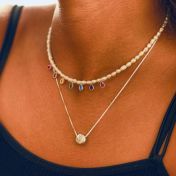 Chakrasana - 7 Colorful Sterling Silver drops Pearl Necklace