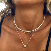 Chakrasana - 7 Colorful Sterling Silver drops Pearl Necklace