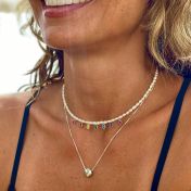 Chakrasana - 7 Colorful Sterling Silver drops Pearl Necklace