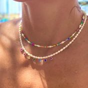 Colorful beads and Pearl Necklace