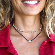 Colorful beads and Pearl Necklace