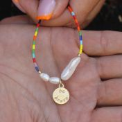 BE BRAVE - 14K Gold vermeil pendant with baroque pearl necklace