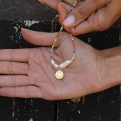 BE BRAVE - 14K Gold vermeil pendant with baroque pearl necklace