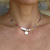 JUST BE -  14K Gold vermeil pendant with baroque pearl necklace