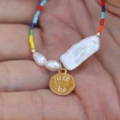 JUST BE -  14K Gold vermeil pendant with baroque pearl necklace