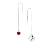 BE STRONG -  Tail Sterling Silver Earrings with red Crystal