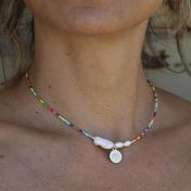 BE CREATIVE -  14K Gold vermeil pendant with baroque pearl necklace