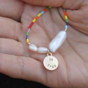 BE FREE - 14K Gold vermeil pendant with baroque pearl necklace