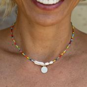 BE FREE - 14K Gold vermeil pendant with baroque pearl necklace