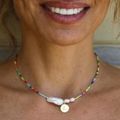 BE LOVE - 14K Gold vermeil pendant with baroque pearl necklace