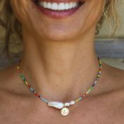 BE LOVE - 14K Gold vermeil pendant with baroque pearl necklace