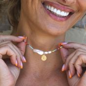 BE LOVE - 14K Gold vermeil pendant with baroque pearl necklace