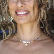 BE STRONG - 14K Gold vermeil pendant with baroque pearl necklace