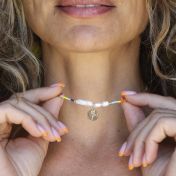 BE STRONG - 14K Gold vermeil pendant with baroque pearl necklace