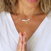 BE STRONG - 14K Gold vermeil pendant with baroque pearl necklace