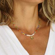 BE STRONG - 14K Gold vermeil pendant with baroque pearl necklace