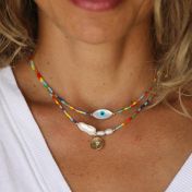 BE STRONG - 14K Gold vermeil pendant with baroque pearl necklace