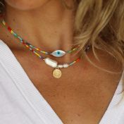 BE STRONG - 14K Gold vermeil pendant with baroque pearl necklace