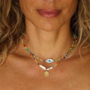 BE STRONG - 14K Gold vermeil pendant with baroque pearl necklace