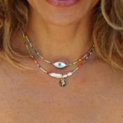 BE STRONG - 14K Gold vermeil pendant with baroque pearl necklace