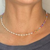 Half and half pearls & colorful beads Necklace