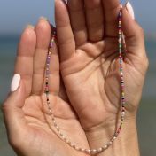 Half and half pearls & colorful beads Necklace