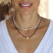 Be Strong 14K Gold Vermeil Pendant with a diamond on Black Cord 